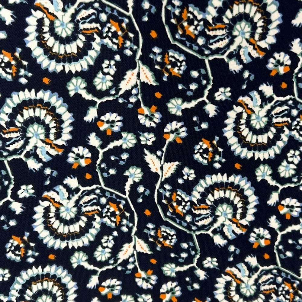 J.Crew Re-Imagined Navy Blue Floral Paisley Tie‎ Waist Shift Dress Size 2